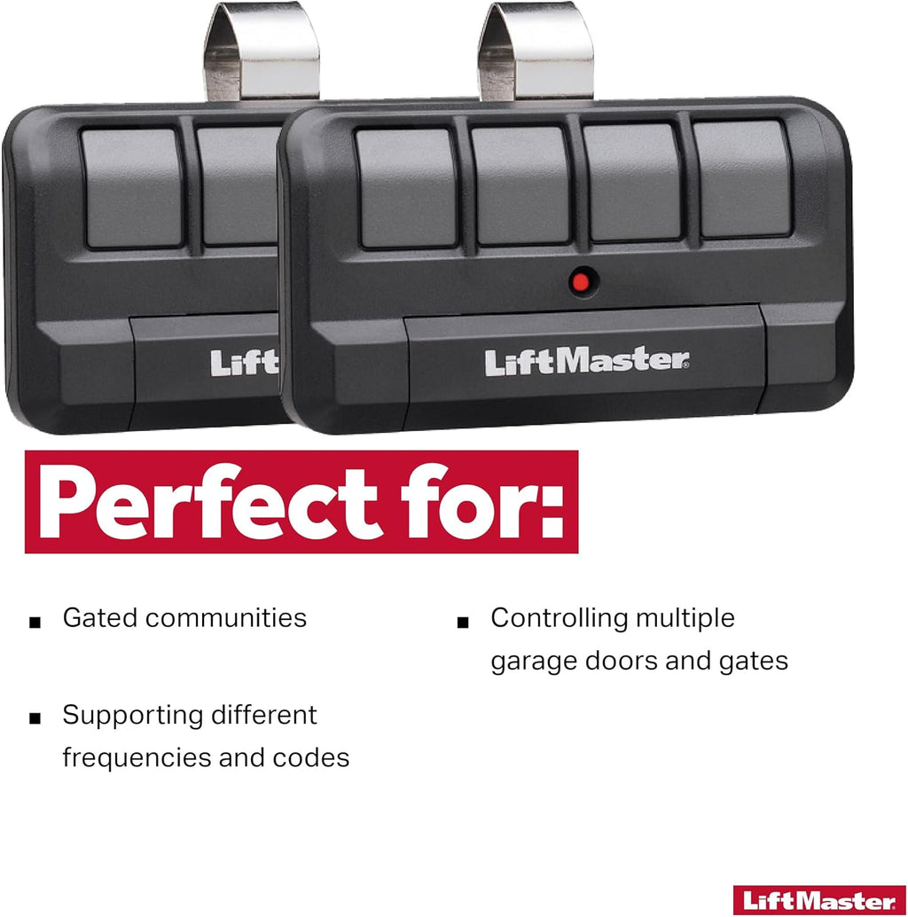4-Button Garage Door Opener Remote Control with Visor Clip, 2 Pack F1140