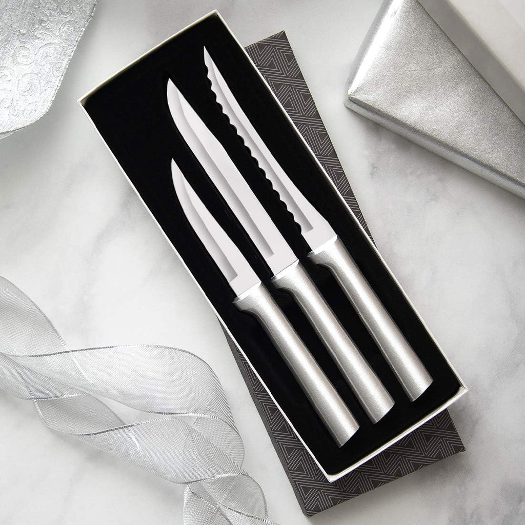 Stainless Steel 3-Piece Knife Set with Brushed Aluminum Handle V208