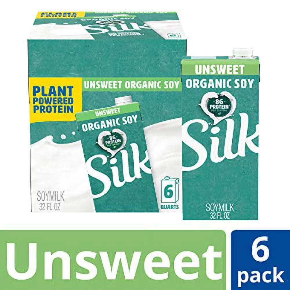 Organic Unsweetened Soy Milk, 32 Fl Oz (Pack of 6) I4824
