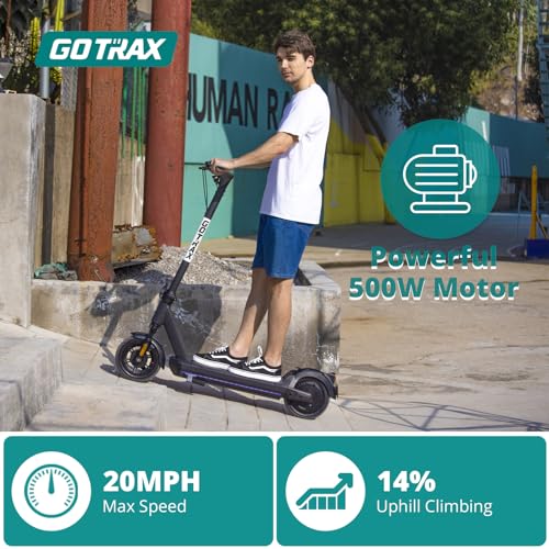 Electric Scooter for Adults, 500W Motor, 10" Solid Tire, 28-42 Miles Range, 20Mph, Foldable Commuting J520