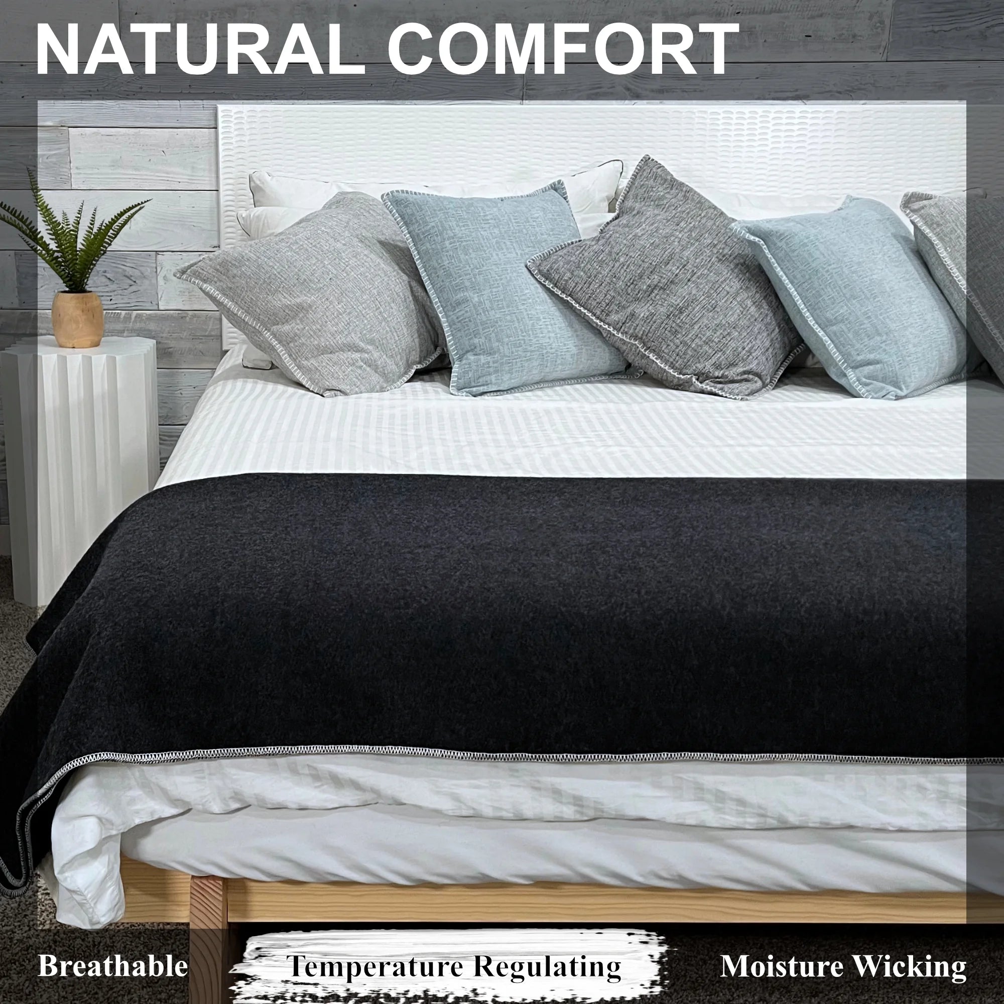 Wool Camping Blanket, 66" x 90", Charcoal K791351