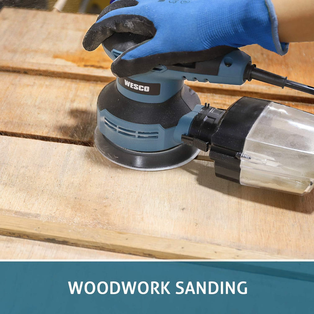 Orbital Sander 5-Inch with 12 Sanding Discs, 6 Speeds, Dust Collection J377668