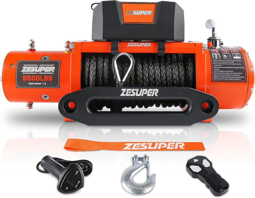 9500 lbs Electric Winch Kit Waterproof IP67 with Hawse Fairlead, Wireless Remote and Corded Control V49113