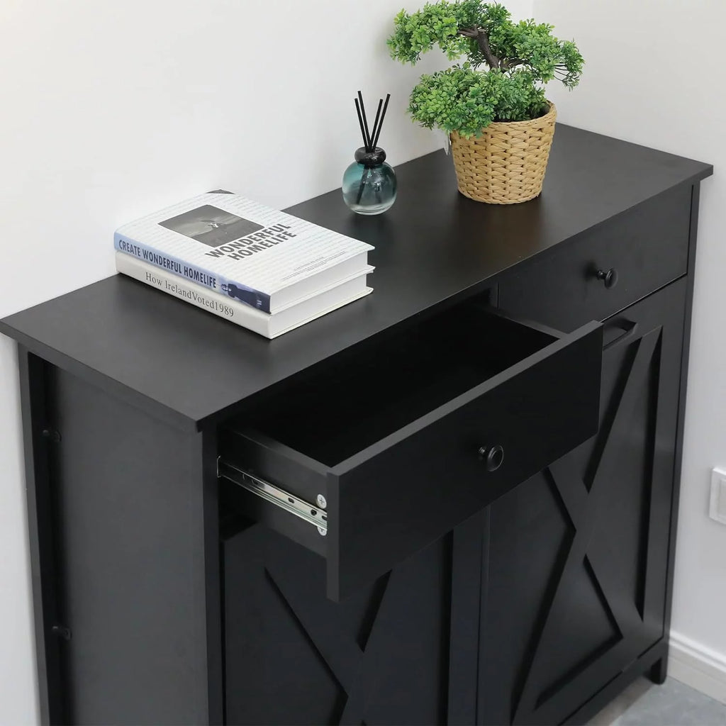 Double Tilt Out Trash Cabinet Freestanding Kitchen Recycling Garbage Can Holder with Drawers A885
