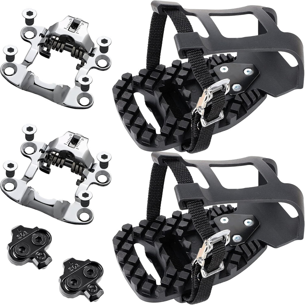 Venzo Peloton Bike and Bike+ Pedal Adaptor and Converter Kit Including Pedal Toe Clips Cage Plus Peloton Pedals Converter - Compatible with Shimano SPD Adaptor Converter & Look Delta Pedals