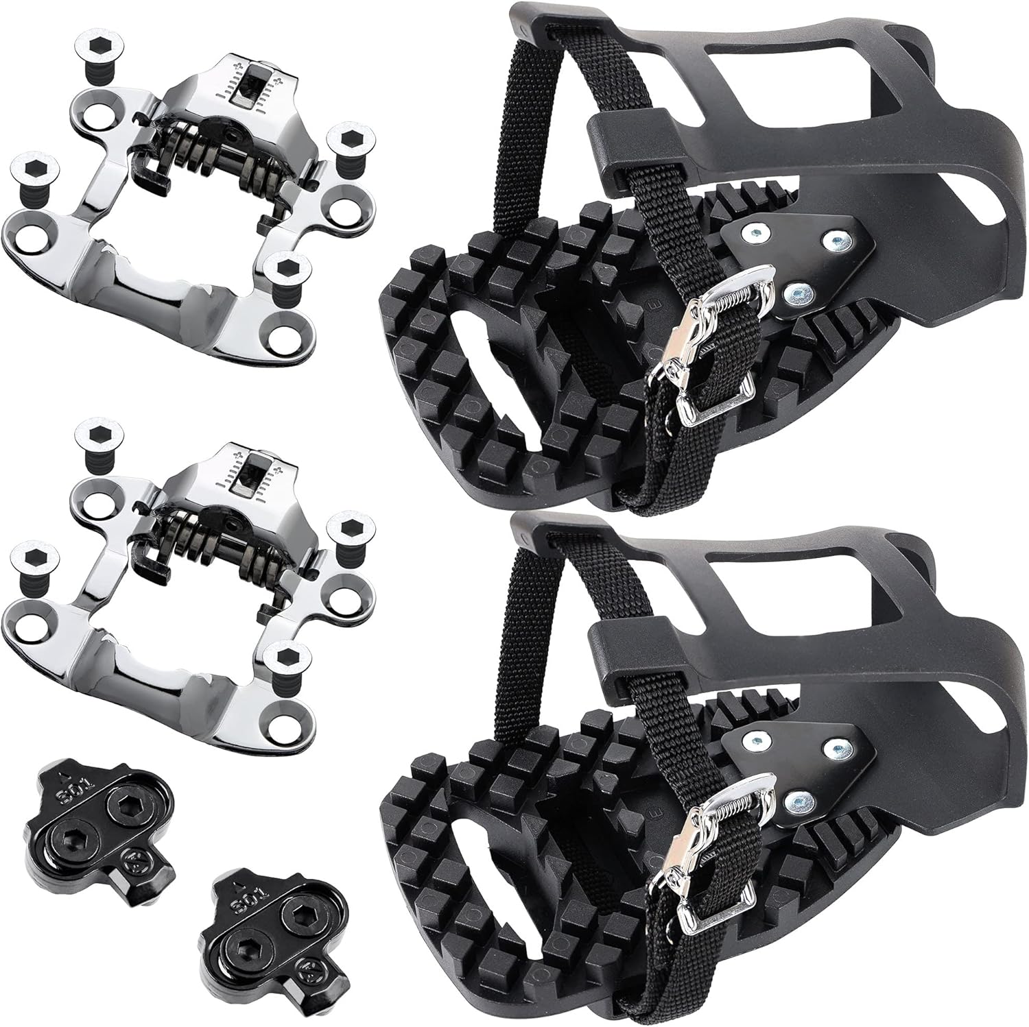 Venzo Peloton Bike and Bike+ Pedal Adaptor and Converter Kit Including Pedal Toe Clips Cage Plus Peloton Pedals Converter - Compatible with Shimano SPD Adaptor Converter & Look Delta Pedals