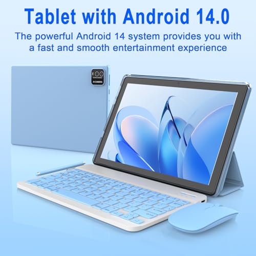 10 inch 2 in 1 Tablet with Keyboard Mouse Case Stylus, 8GB+64GB, IPS Touch Screen G53405