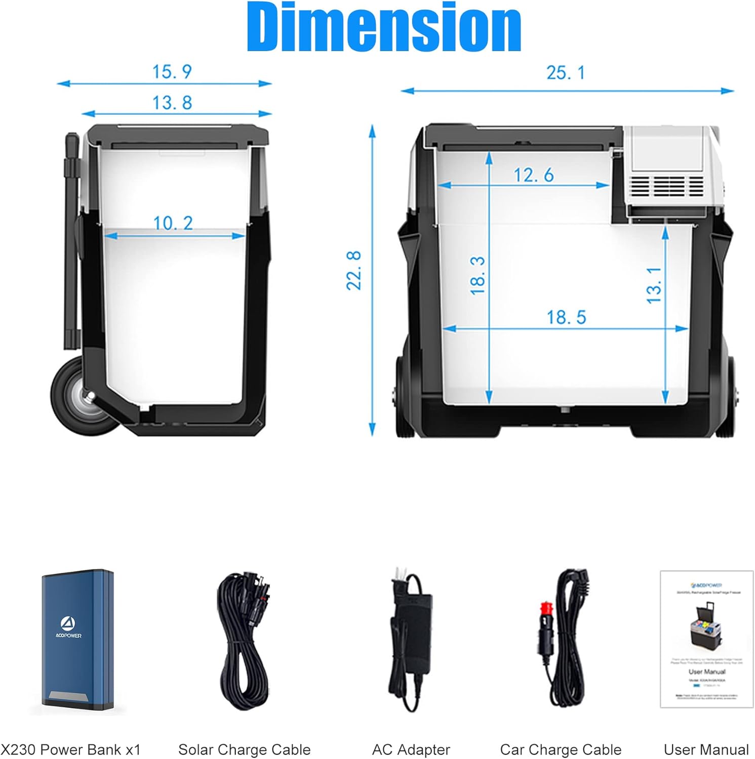 12V Portable Refrigerator 52 Quart Car Fridge with Rechargeable Battery P4263