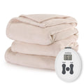 Sunbeam Cream Nordic Velvet Electric Heated Blanket Twin Size, 84" x 62", 12 Heat Settings, Fast Heating, Heating Blankets with Controller, Auto-Shut Off, Machine Washable, Warm, Cozy and Comfortable