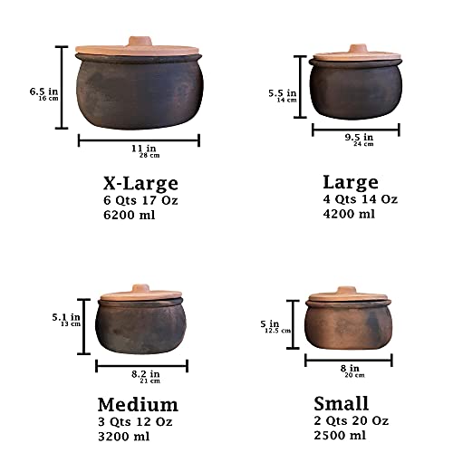 Clay Cooking Pot with Lid for Stove Top, Unglazed Traditional Casserole Q927