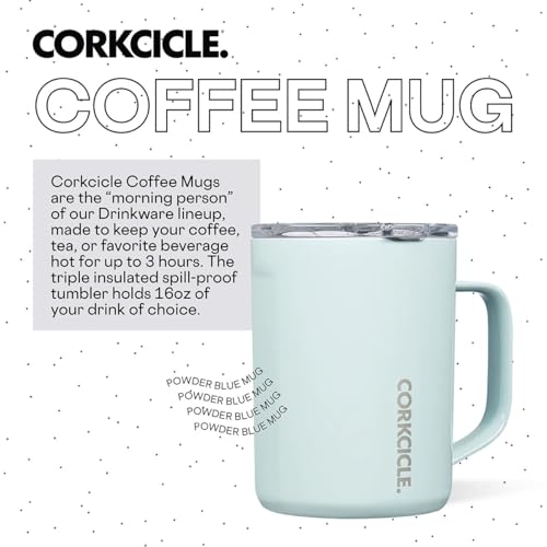 Insulated Coffee Mug with Lid and Handle, Powder Blue, 16 oz U665180