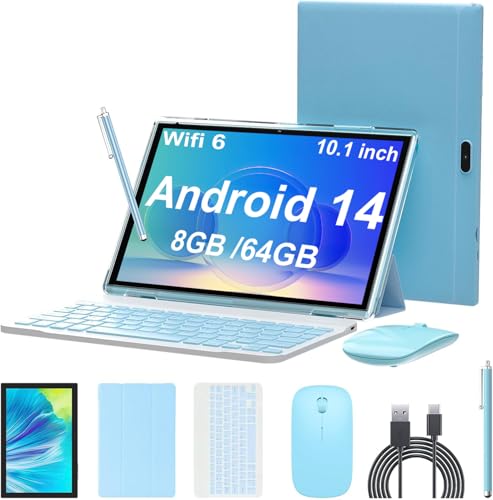 10 Inch Android 14 Tablet with Keyboard, 8GB RAM, 64GB Storage H38978