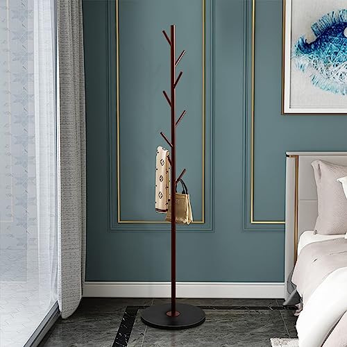 Coat Rack Stand with Marble Base and 8 Wooden Hooks R357