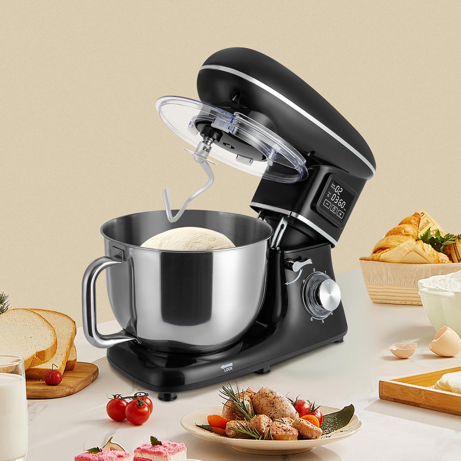 6.5QT Stand Mixer, 1350W 6 Speed Tilt-Head, Electric Kitchen Mixer F361698
