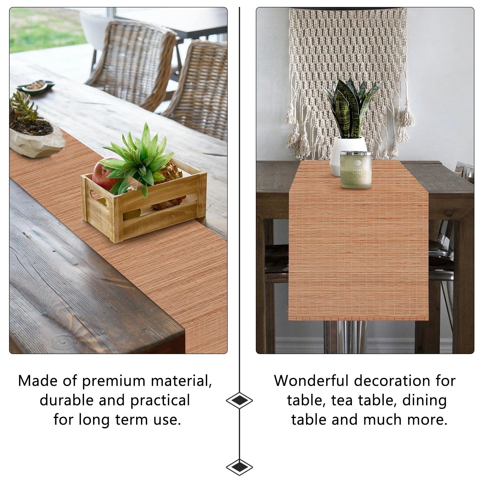 Bamboo Table Mat Runner 2Pcs Dust and Oil Protection E17876