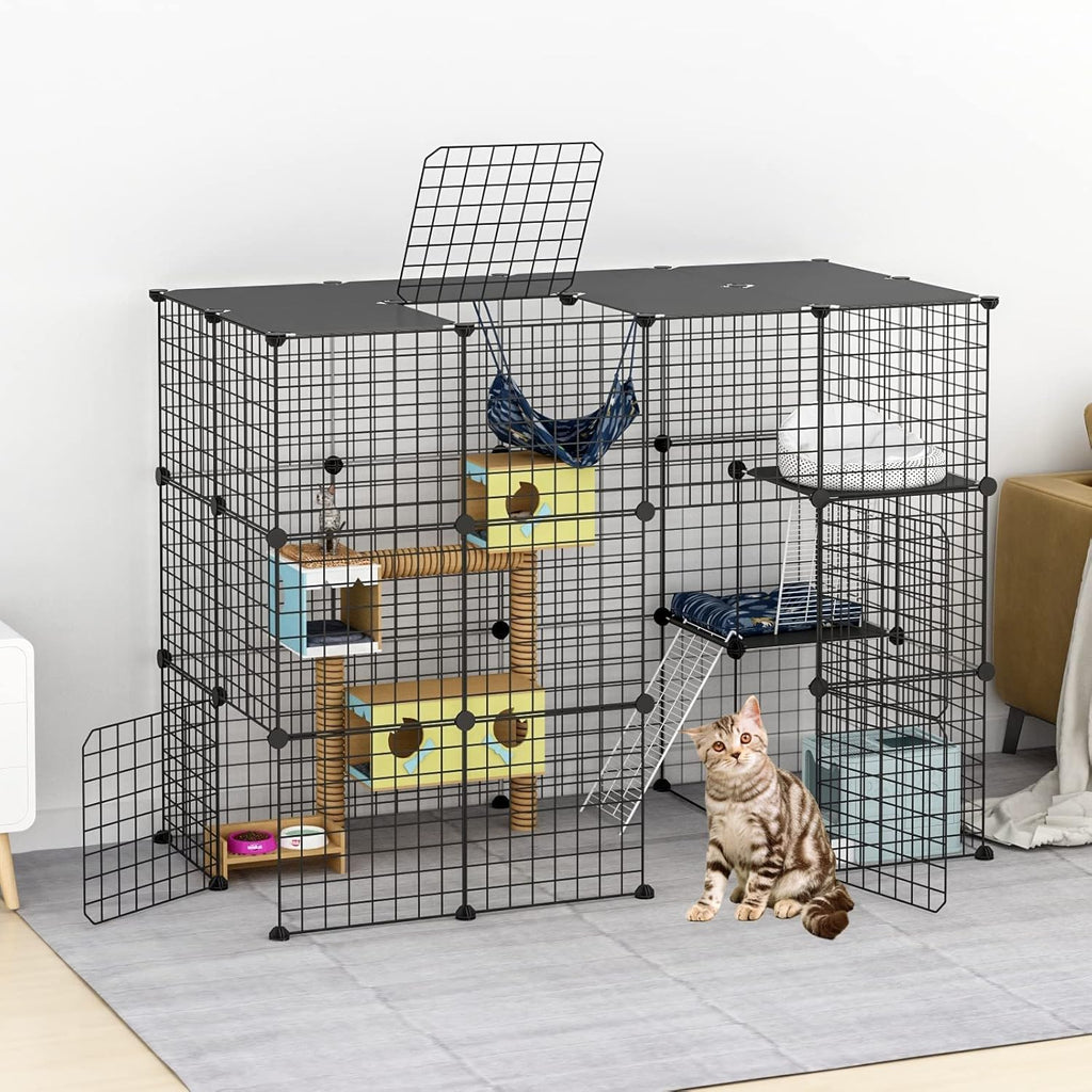 Large Cat Cage Indoor DIY Cat Playpen Detachable Metal Wire Kennels Crate N897