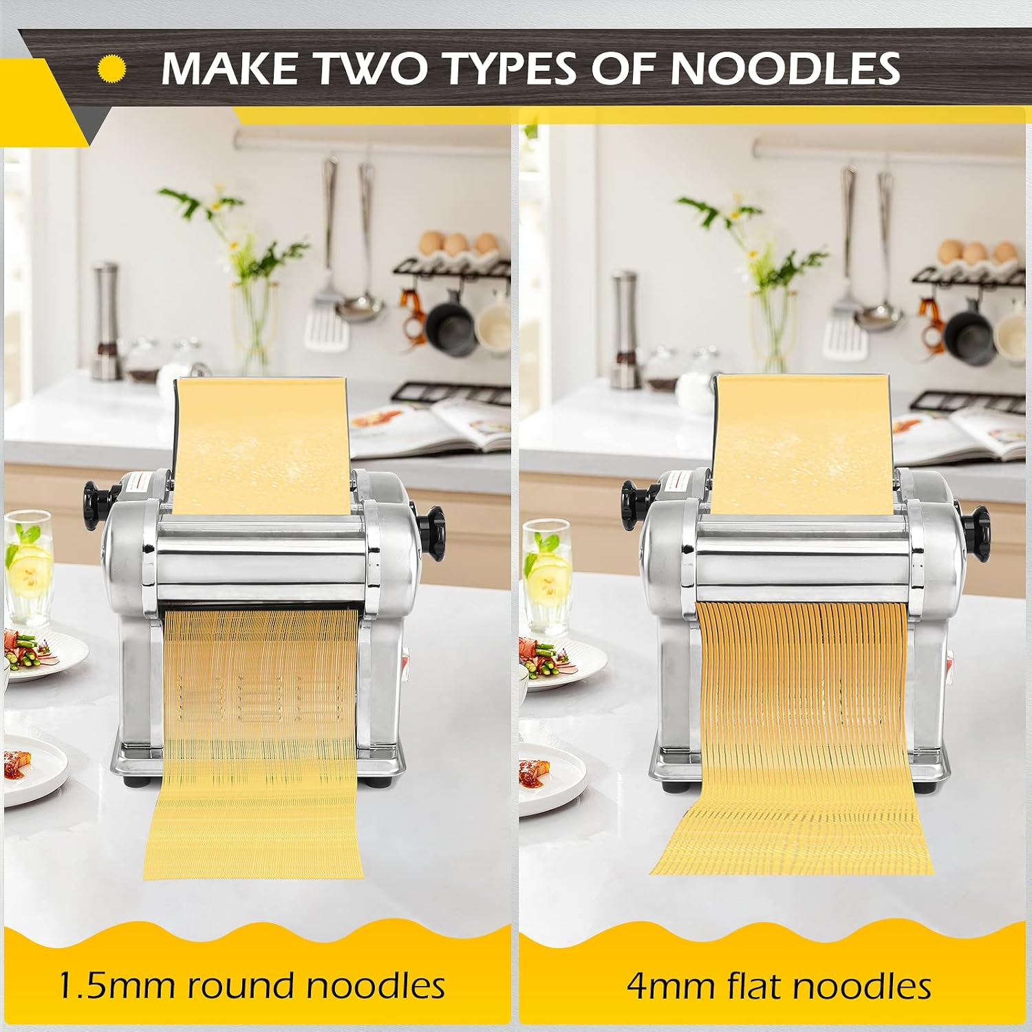 Electric Pasta Maker Noodle Machine with Adjustable Thickness, Stainless Steel, 135W O715362