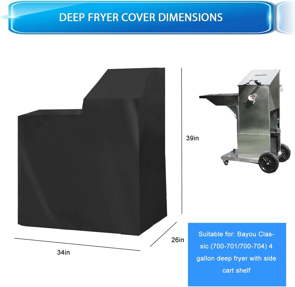 Deep Fryer Cover for 4 Gallon Deep Fryer with Cart Shelf, Black F83171