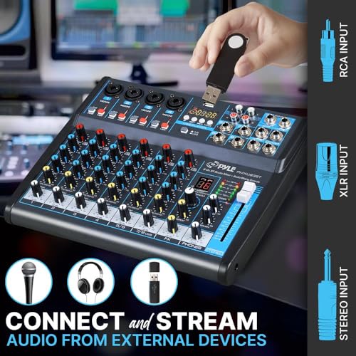 8 Channel Digital Audio Mixer with USB, Bluetooth, and DSP Effects A566796