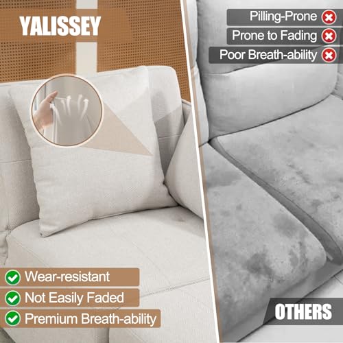 3-in-1 Sleeper Sofa Chair Bed with 2 Throw Pillows, Beige N826777