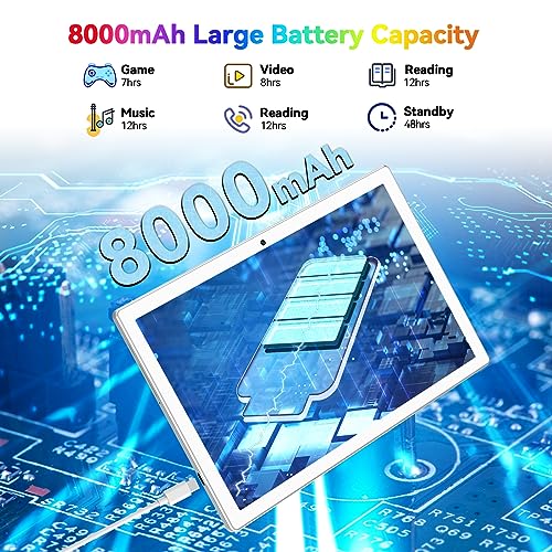 Android 13 Tablet, 10.1 inch, 128GB, 8000mAh Battery, Keyboard Included Z101267