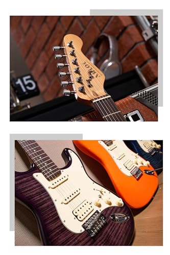 Electric Guitar with Coil-Split, Roasted Maple Neck, HSS Pickups, Beginner Kit with Amp and Bag C21096