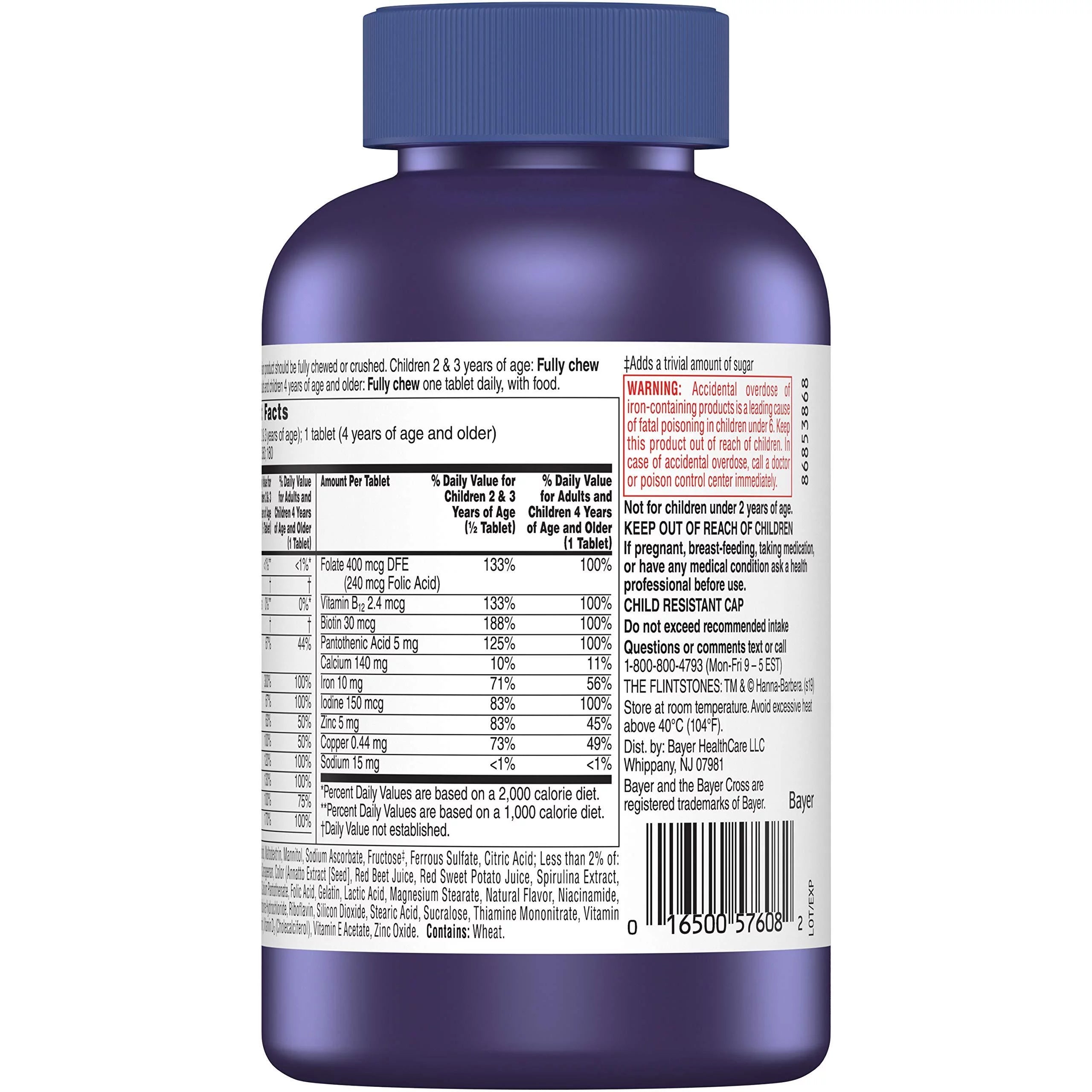 Chewable Multivitamin for Kids and Toddlers with Iron, Calcium, Vitamin C & D, 180ct S396857