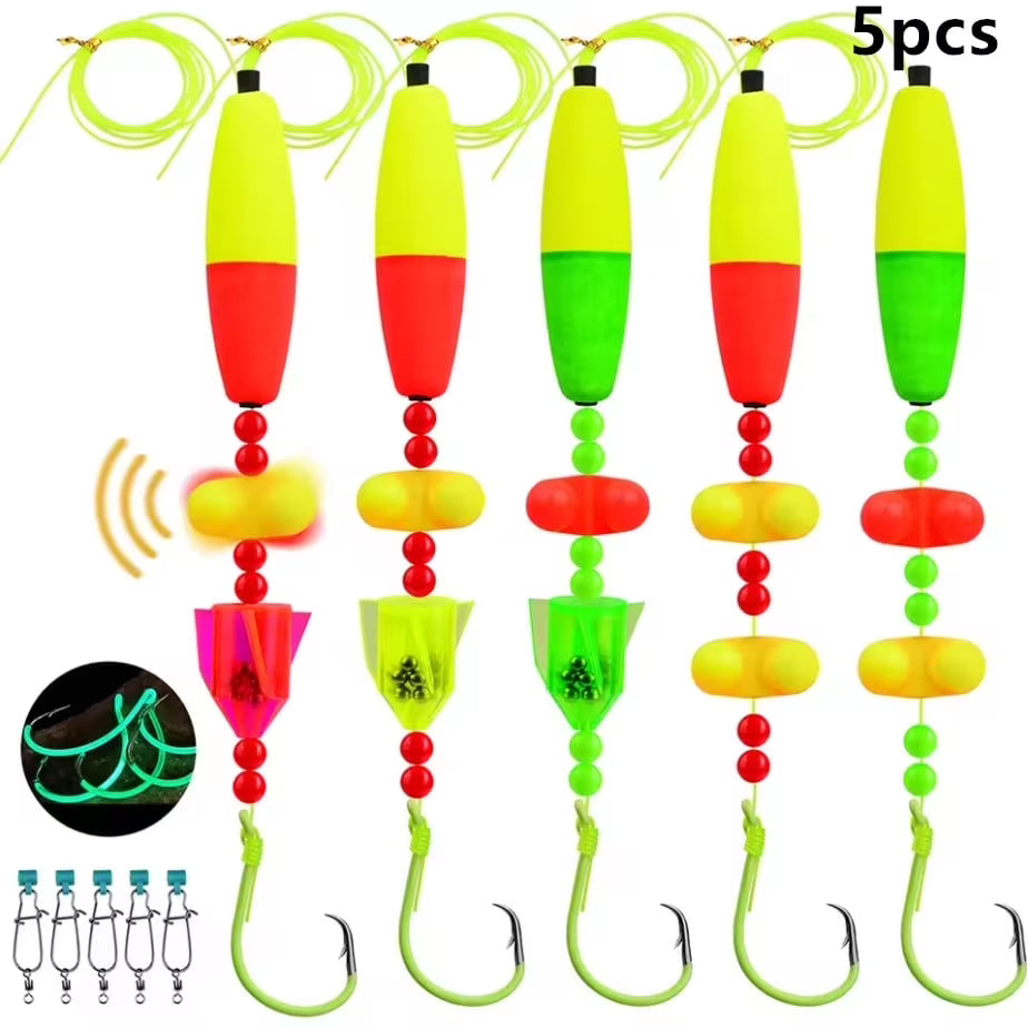 5pcs Catfish Rigs, Fishing Rigs for Bank Fishing, High Carbon Steel Circle Hooks 6/0 8/0 10/0