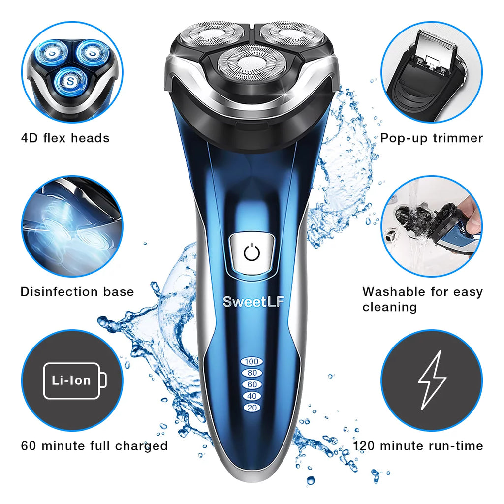 Electric Razor for Men, IPX7 Waterproof Wet and Dry Shaver with Beard Trimmer A275