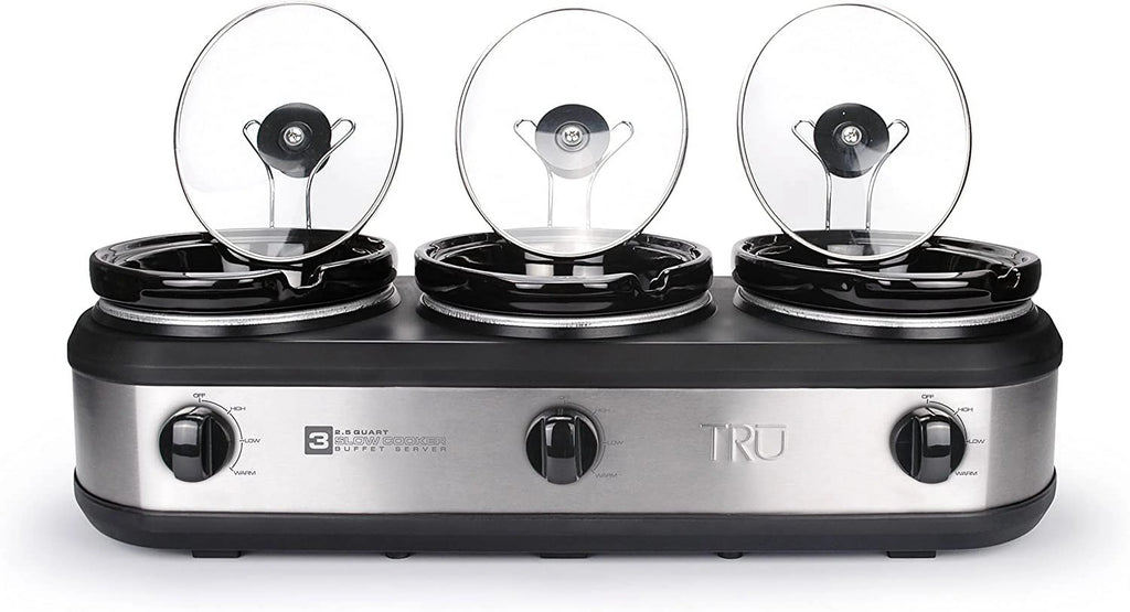 TRU Triple Buffet Server, 3 2-1/2-qt Removable Inserts