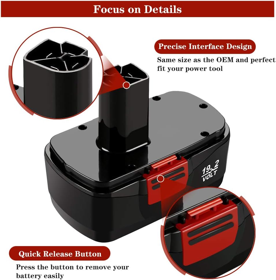 2 Pack 3600mAh Ni-Mh Replacement Battery for 19.2V Cordless Drill S567
