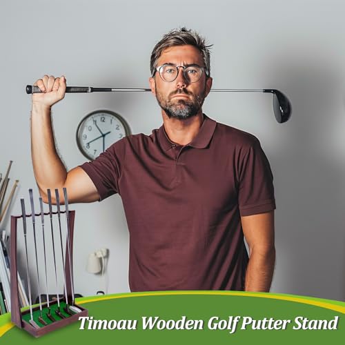Golf Club Holder Stand with Artificial Grass Mat, Holds 6 Clubs Y780567