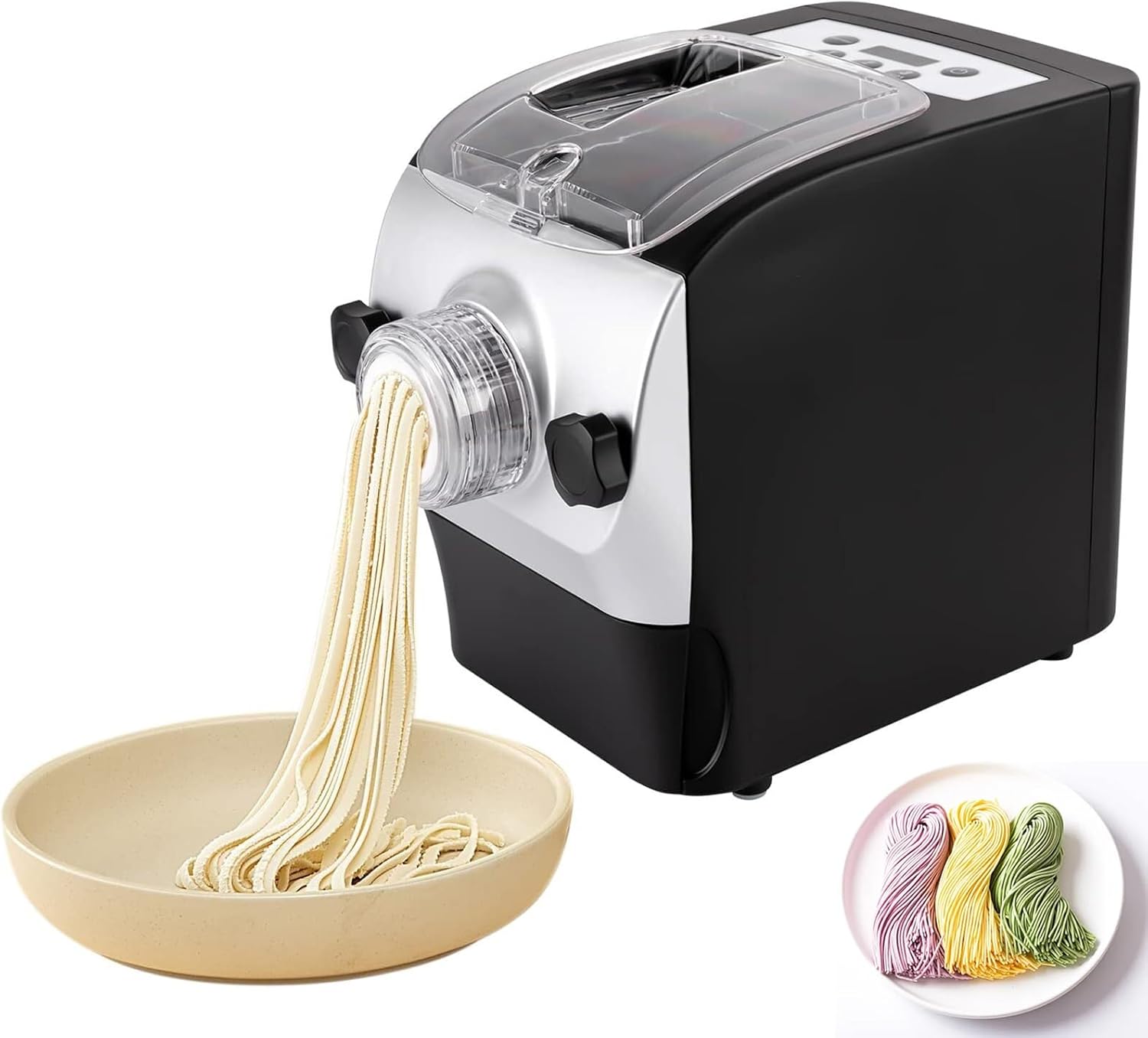 Electric Pasta Maker Machine, 260W Automatic Noodle Maker with 8 Moulds, Pasta/Dumpling Skin/Macaroni Maker with LED Display Timer, Noodle Press Machine for Homemade