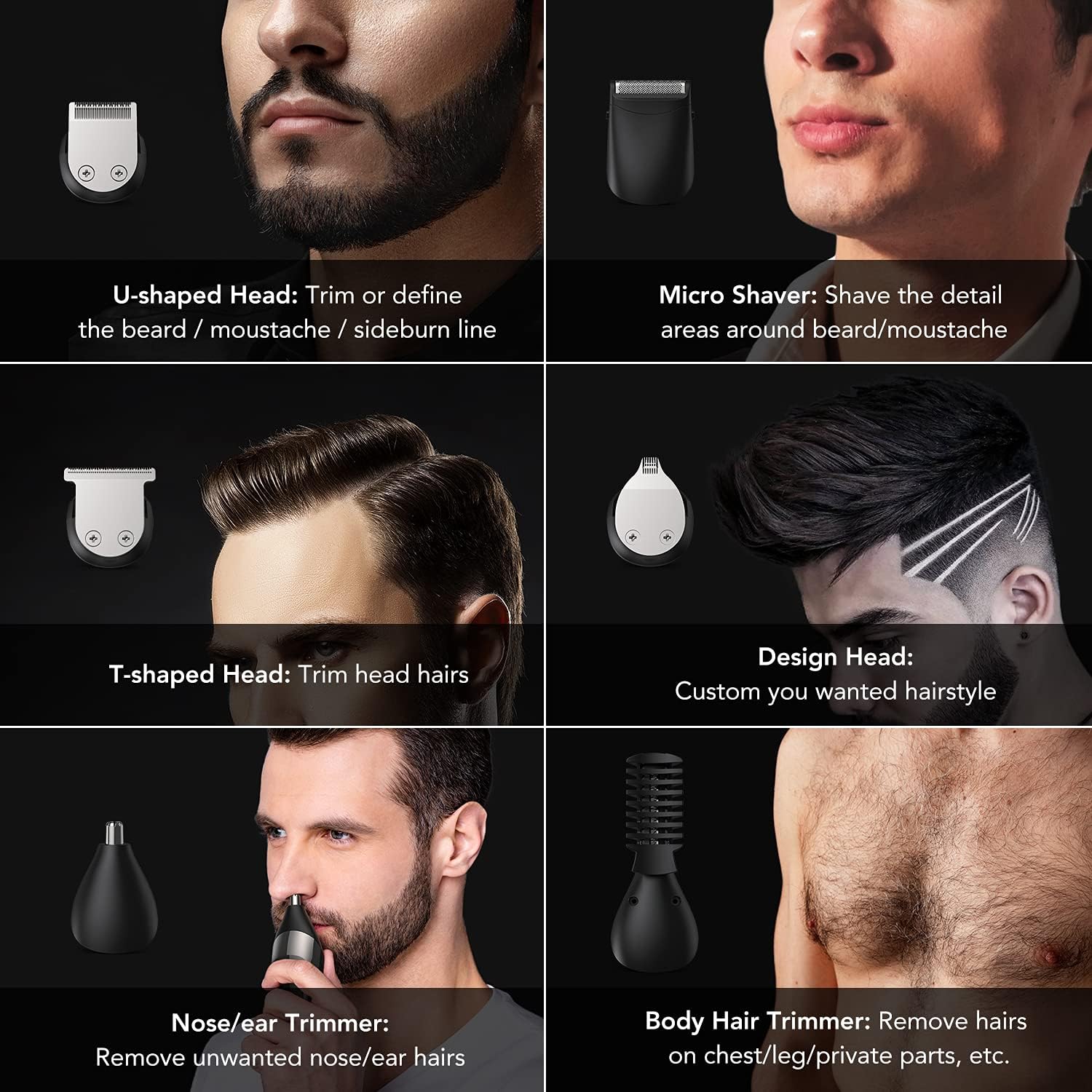 Electric Beard Trimmer for Men, All-in-1 Multi-Grooming Kit, Cordless Waterproof S9479
