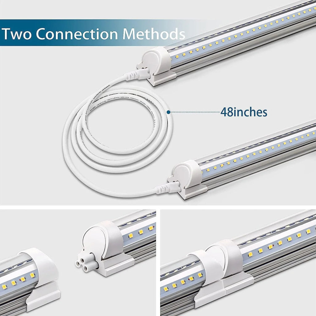 8FT LED Shop Light, 72W 9000LM 5000K, Linkable Tube Lights with Plug, 4 Packs Q258176