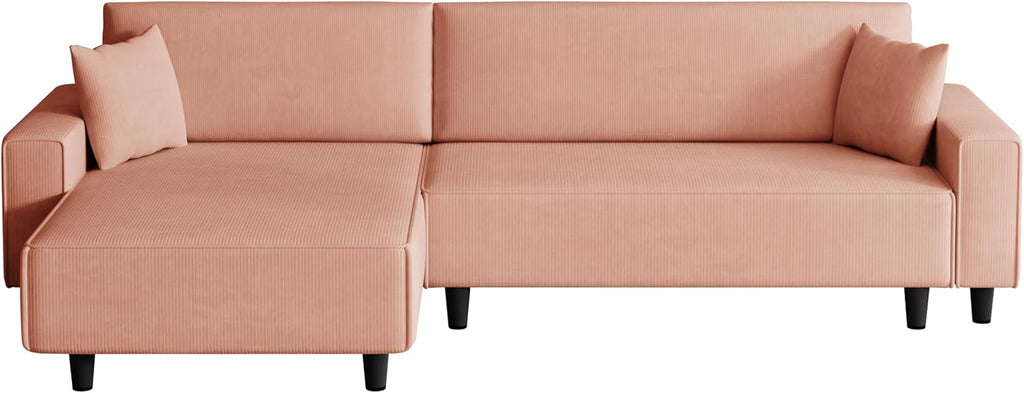 Orange Corduroy Sofa Bed with 2 Pillows A279501