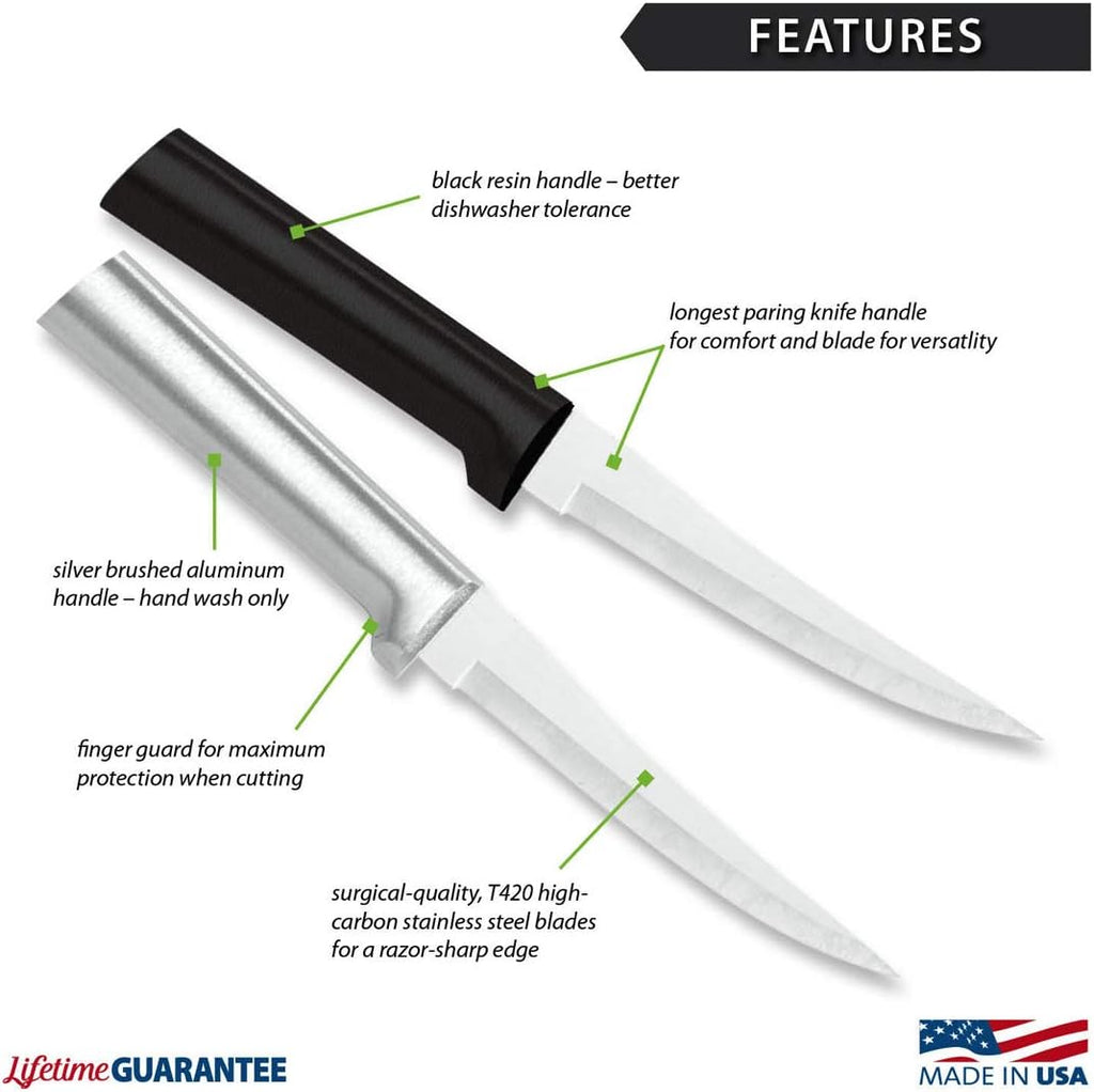 Paring Knife, Stainless Steel Blade with Aluminum Handle, 2 Pack C322