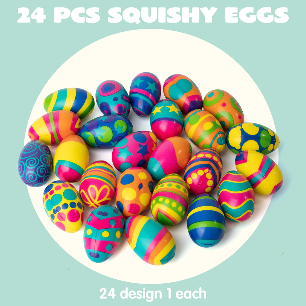 24 PCS Colorful Squishy Eggs for Easter Egg Hunt, Slow Rising Stress Relief Toys Q68681