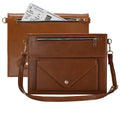 Dteck Portfolio Case for iPad Pro 12.9-inch 2022/2021/2020 with Pencil Holder, Mulitfunctional PU Leather Business Flip Case with Zipper Pocket Handle Strap Crossbody Strap Handbag iPad Case,Brown
