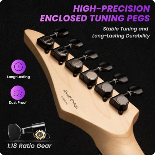 Solid Body Electric Guitar Kit with 24 Frets, HSS Pickup, Black R4019