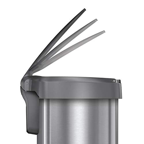 Semi-Round Sensor Automatic Trash Can, Brushed Stainless Steel with Grey Plastic Lid P213246