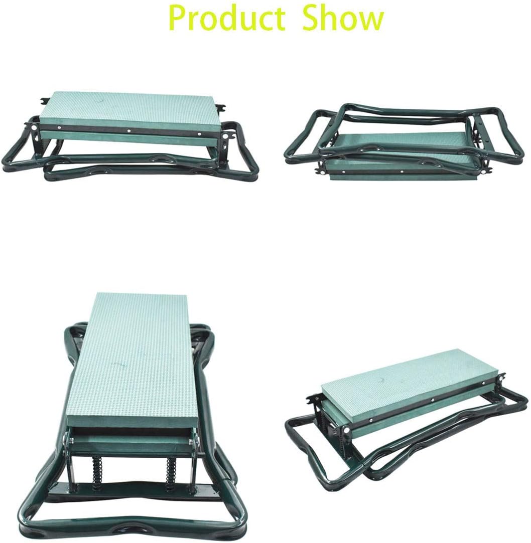 Garden Kneeler And Seat Stool Garden Bench Foldable Kneeler Stool Portable Garden Folding Stool With Tool Pouch and Soft Kneeling Pad