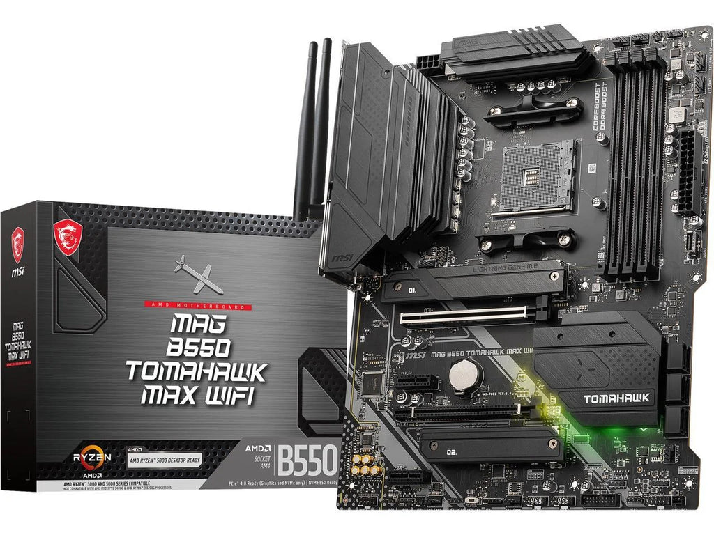 MSI MAG B550 Tomahawk MAX WiFi Gaming Motherboard (AMD AM4, DDR4, PCIe 4.0, SATA 6Gb/s, M.2, USB 3.2 Gen 2, HDMI/DP, ATX, Wi-Fi 6E, AMD Ryzen 5000 Series Processors) (Factory Refurbished)