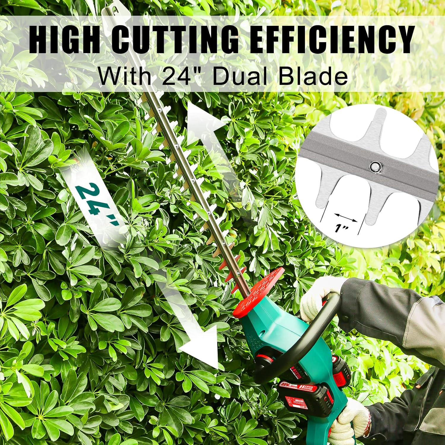 Cordless Hedge Trimmer 24-Inch with 2.0Ah Battery and Charger T581
