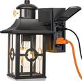 Outdoor Motion Sensor Porch Light with 2 GFCI Outlets Dusk to Dawn Wall Light Waterproof Aluminum