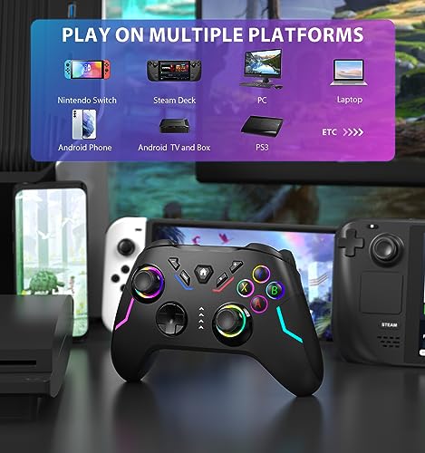 Wireless PC Gaming Controller for Windows, Switch and Steam Deck with LED Light C20347