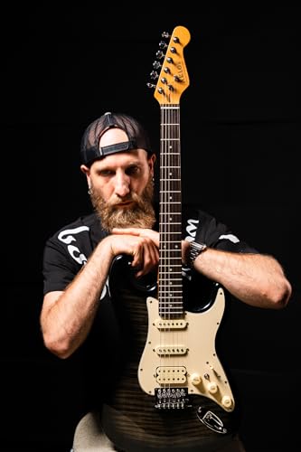 Electric Guitar with Coil-Split, Roasted Maple Neck, HSS Pickups, Beginner Kit with Amp and Bag C21096