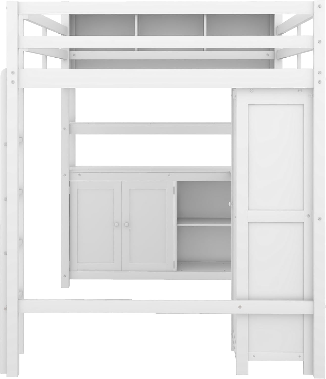 Full Size Loft Bed with Built-in Desk and Bookshelf W312794