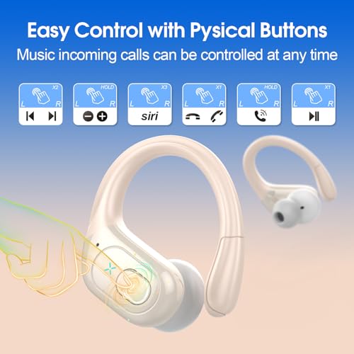 Wireless Earbuds Bluetooth 5.4 with Earhooks, IPX7 Waterproof P475856