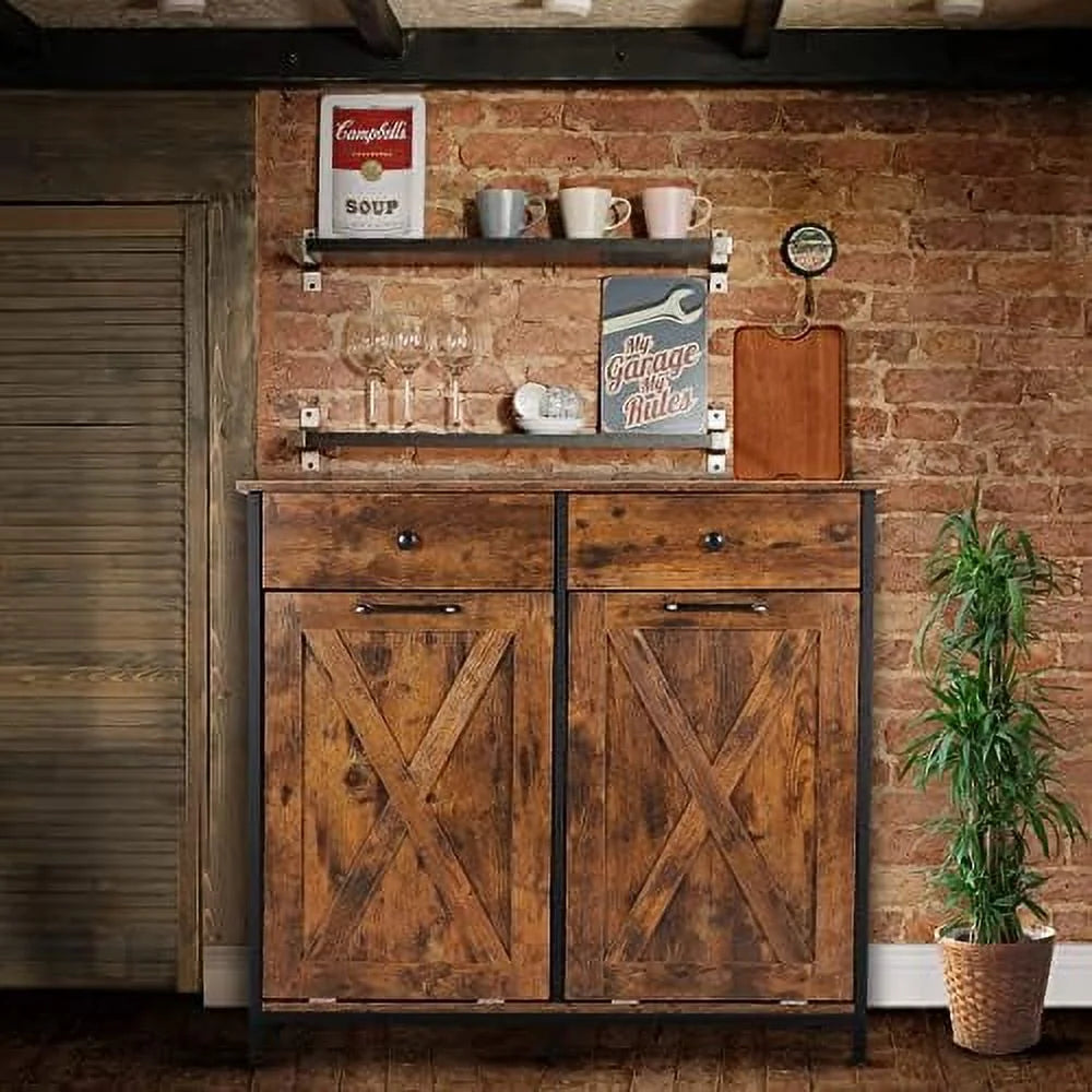 Double Kitchen Trash Cabinet with Hideaway Drawers N508619